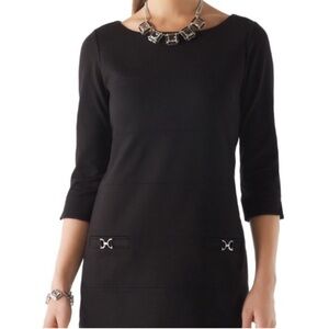 White House Black Market Black tunic with silver accents